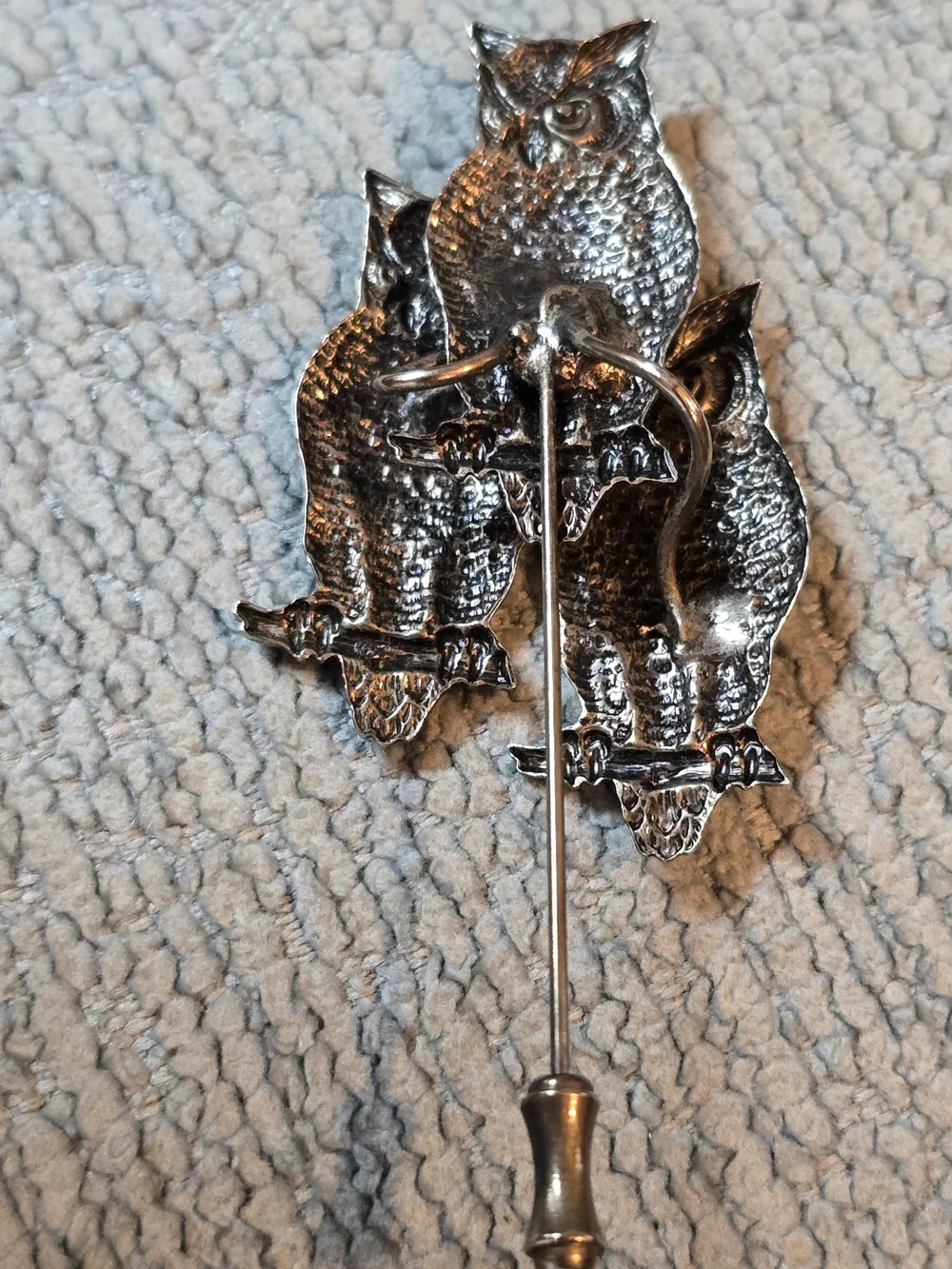 Silver Owl Trio Stick Pin 3.5